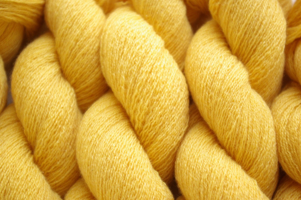 Sunshine Yellow recycled cashmere yarn 426 yards