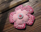 Pink Flower Pin, Felt Applique
