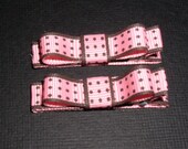 Pink and Brown Polka Dots Hair Clippies (Set of 2)