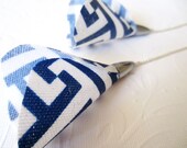 Long Silver Dangles // Confident Tulips // Blue  // 9 in