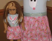 FROCKS with SOCKS 2T thru 6 Easter Bunnies Matching Girl and American Girl Dresses