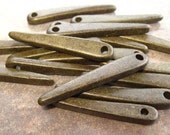 Mykonos Greek Ceramic Beads - 10 Dark Olive Skinny Spike Beads