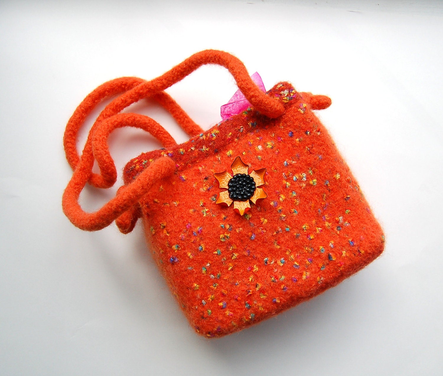felted wool bag purse tangerine tango