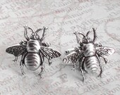 Bee Cufflinks Men's Cufflinks Steampunk Antique Silver Groomsmen Bees Father's Day Vintage Style Gothic Victorian