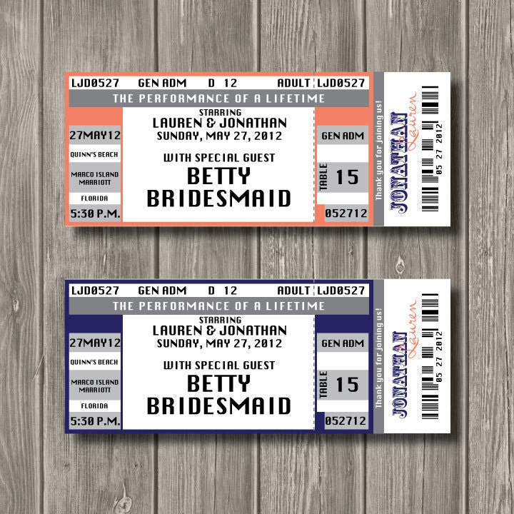 Reserved for Lori - 66 Concert Ticket Place Cards
