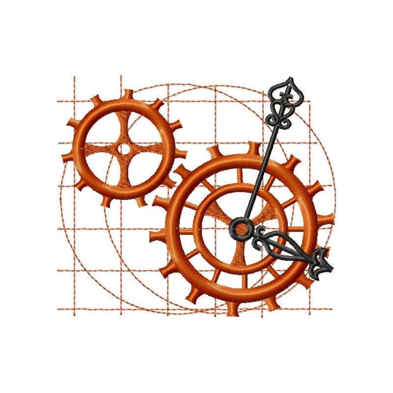 Gears Machine Embroidery Design / Steam punk / Clockwork