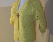 Vintage 70s Crochet Cardigan - Lemon Yellow