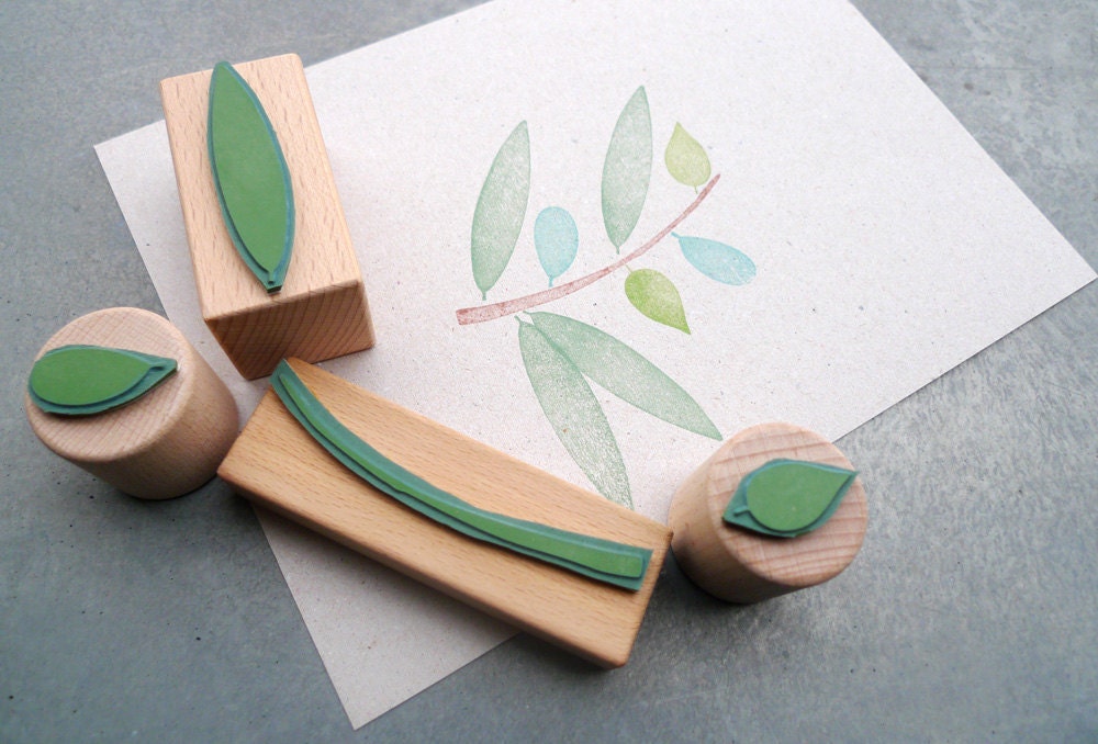 Rubber Stamp Set: branch with leaves
