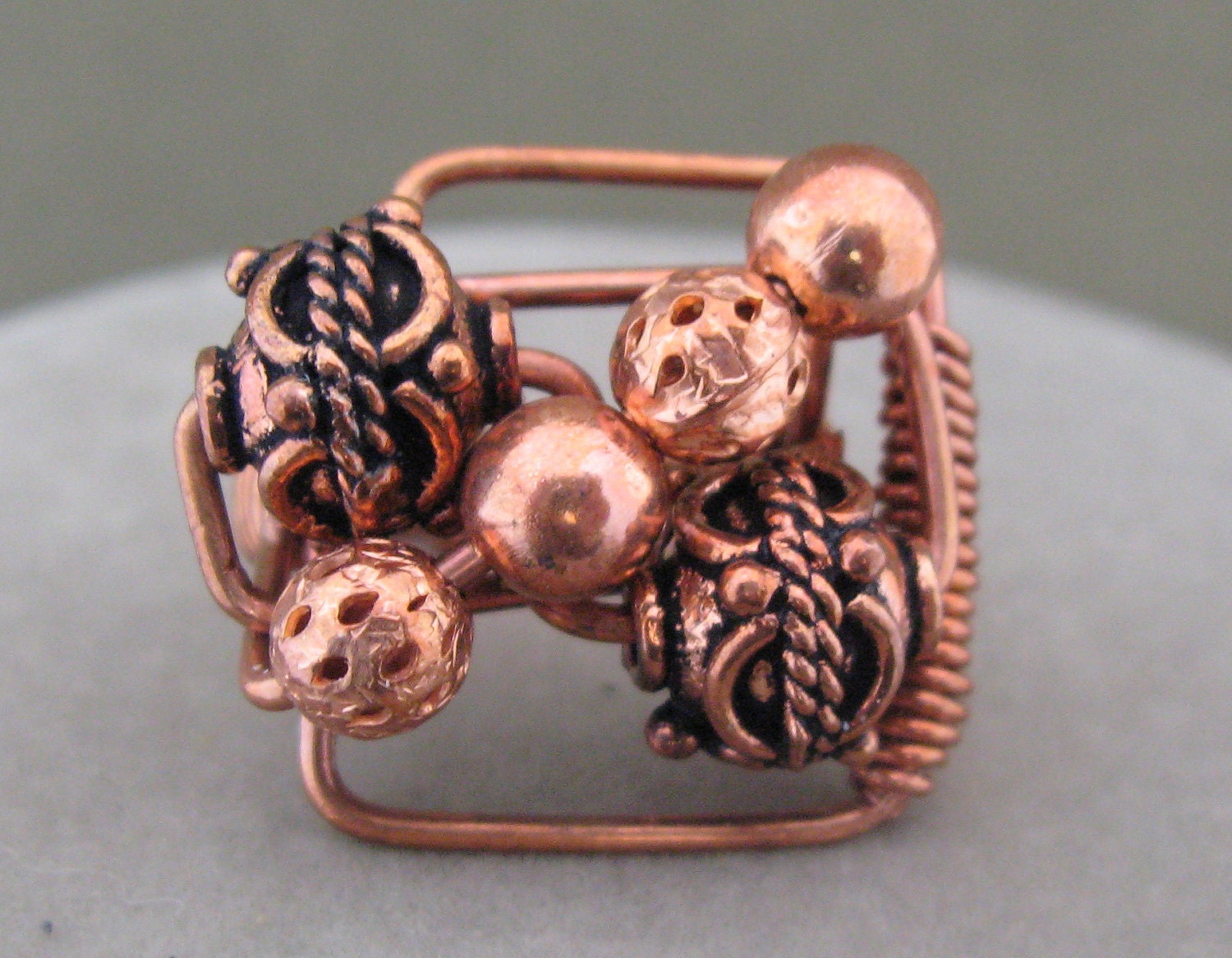 Abstract Copper Ring Wire Wrapped Contemporary Metal Design
