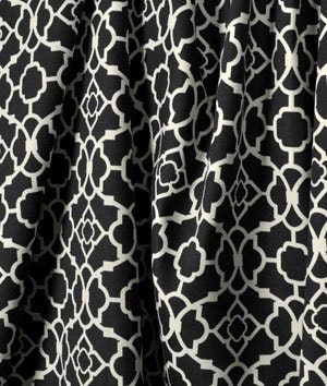 Pair of curtain drapery panels, Waverly lovely lattice, lapis black, caviar, LINED with poly cotton lining 50 X 84 inches