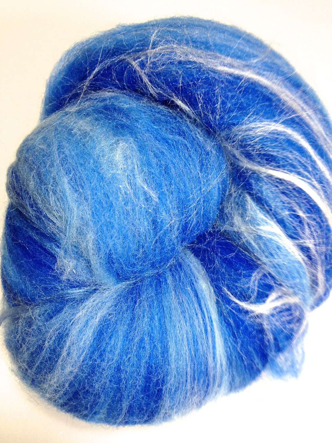 63g, 2.22oz Smooth Batt, Blue, Merino, Tencel, Soy Silk, Bamboo