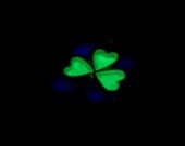 Magical Shamrock - Glow in the Dark Pendant - 4 Leaf Clover with Multi Colored Glowing Background - Charges in the Sun