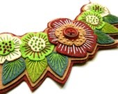 FELT NECKLACE with freeform embroidery on co-ordinating wire necklace