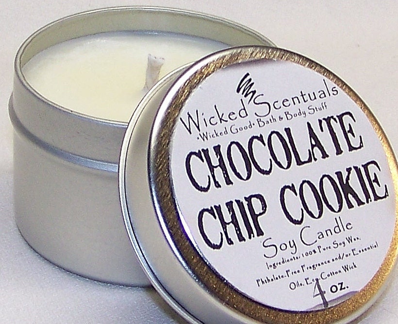 Soy Candle in 4 oz. Tin - Chocolate Chip Cookie - No Dyes