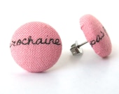 Words button earrings studs letters pink black french France