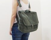 MAXX Canvas Back Pack in Army Green - Backpack / Cross body Messenger / Shoulder bag