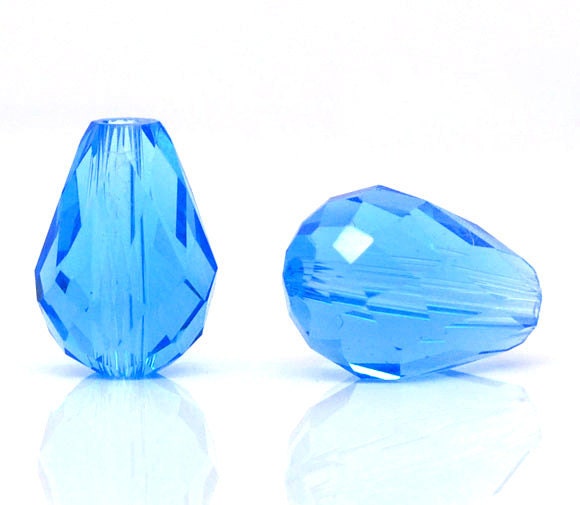 10 Crystal Quartz Blue Faceted Teardrop Beads 11x8mm FREE Shipping if purchased as a 2nd item in the US or Canada. From the USA.