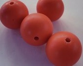 4 pcs Beads Vintage Acrylic Resin Lucite Dark Orange 22mm