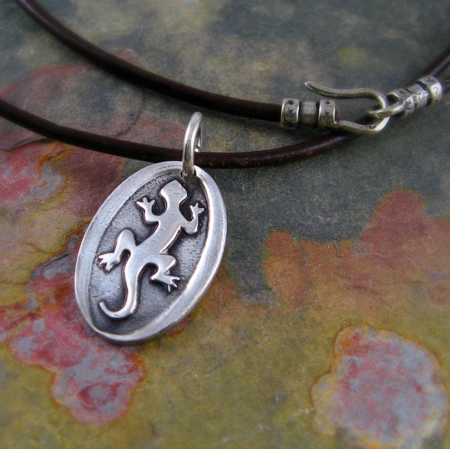 Silver Lizard Necklace Southwestern Silver Necklace Native American Inspired Necklace Unisex Silver Necklace