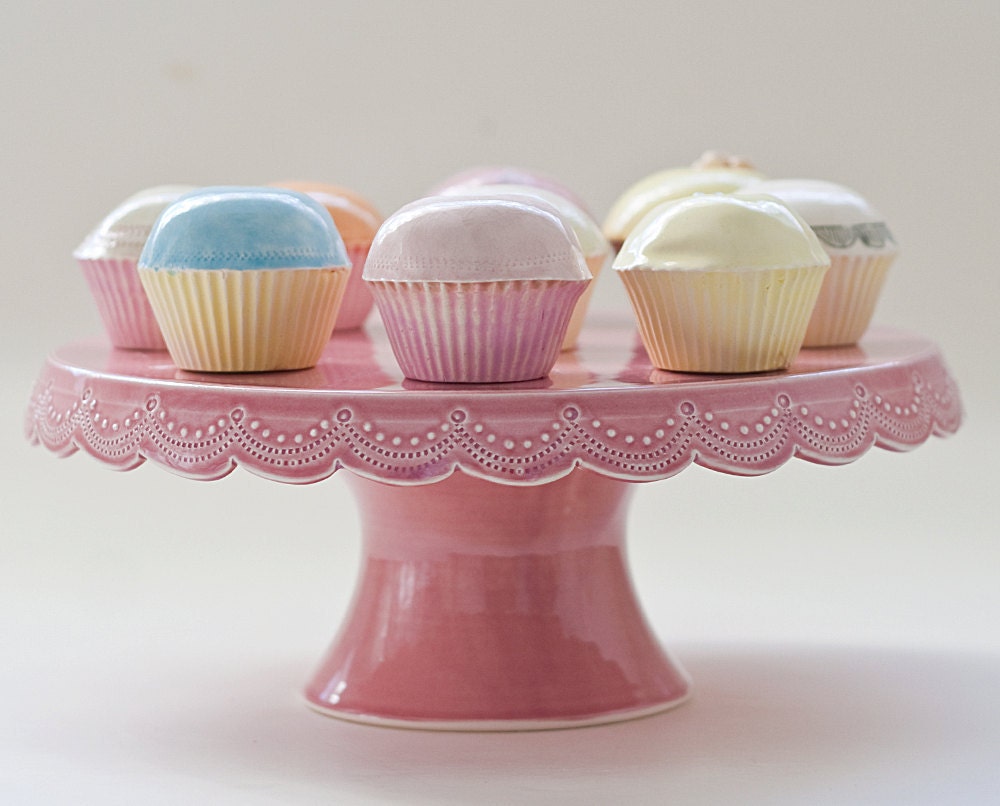 Stitching Cake Stand - 10 inch - Pink