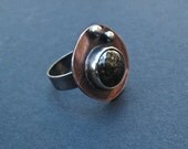 Pyrite Mixed Metal Ring Artisan Jewelry OOAK
