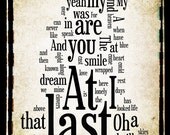 Vintage At Last Lyrics - Etta James - Word Art Print - Wedding Gift Idea