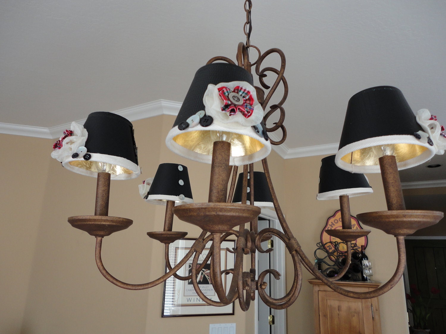 Set of 6 EMBELLISHED BLACK CHANDELIER lampshades