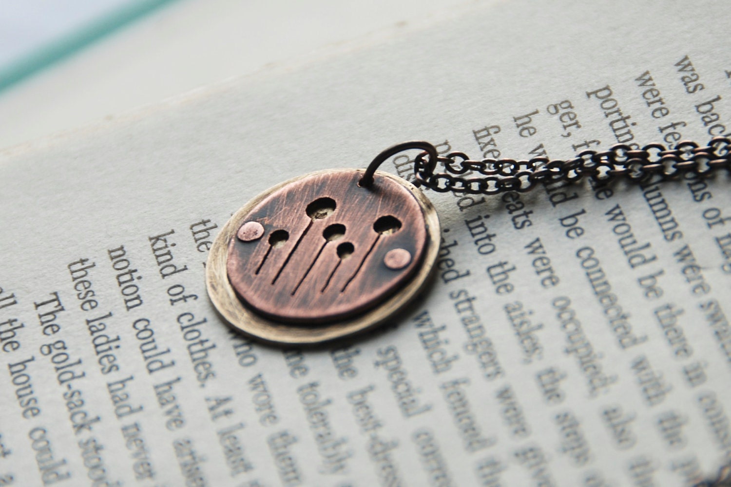 Geometric Garden Necklace Copper And Brass Abstract Hand Pierced Metalwork Gift For A Gardener