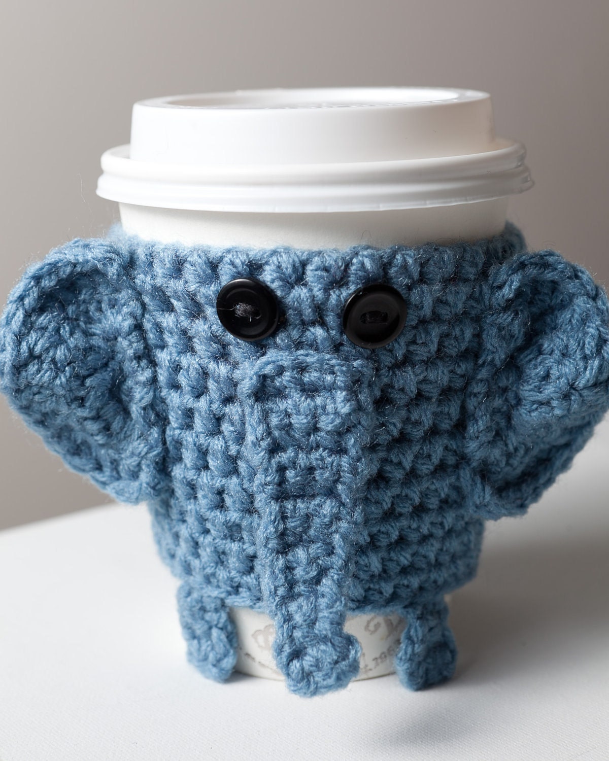 Crocheted Cuddly Elephant Coffee Cup Cozy