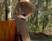 1970s vintage BOHO, earthy SHOULDER ruffle dress