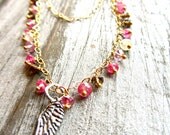 In the Summertime Multi Sapphire 14kt Gold Filled Necklace with Sterling Angel Wing Charm
