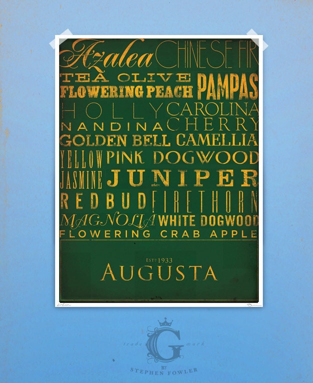 Augusta National Golf Club golf holes giclee archival signed artist's print 12 x 16 by stephen fowler