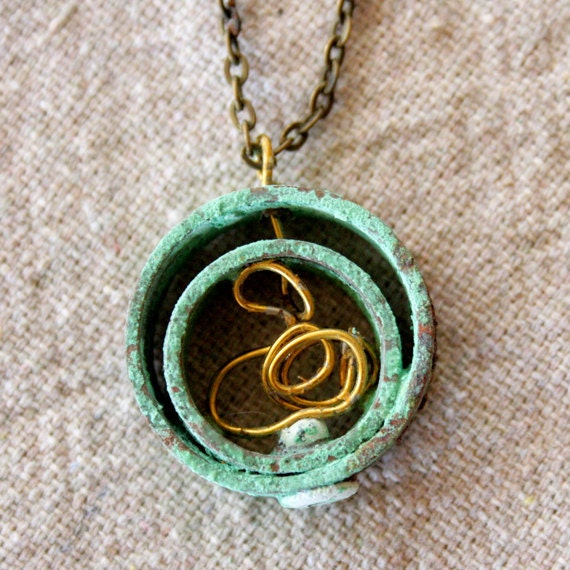 Double Bubble Empty Copper & Concrete Charm Necklace 3