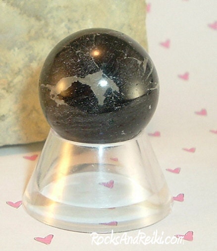 Transform Energy and Reduce Stress - Black Tourmaline Sphere - Reiki Infused Gemstones - 3805