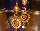 Copper sprocket vintage steampunk earrings E0014