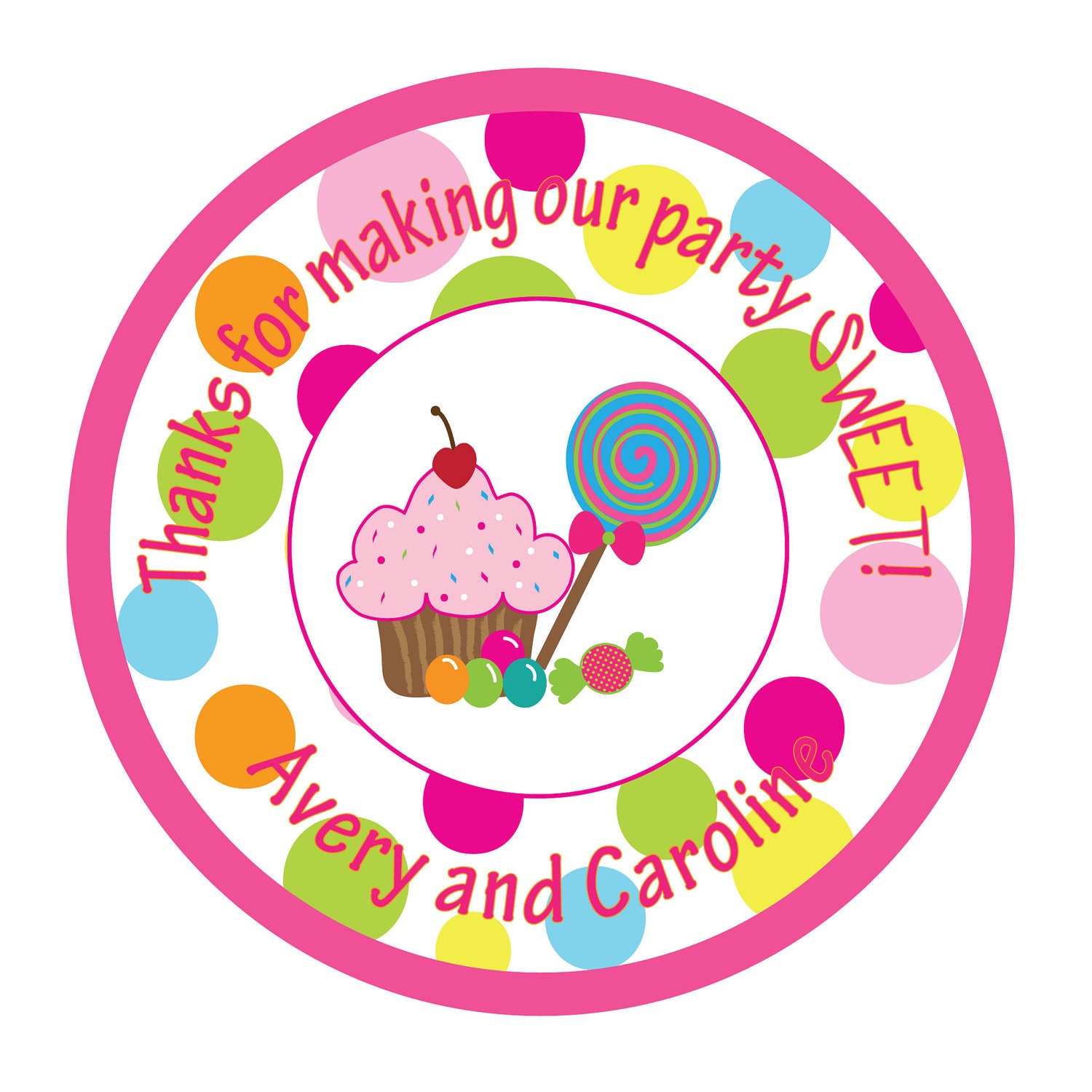 Personalized Birthday Stickers, Sweet Shoppe,Polka dots,Children,Kids,Party Favor stickers, Labels,Personalized Sticker Labels Set of 24 Il_170x135