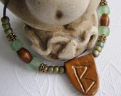 Berkano Terracotta Polymer Clay Rune Necklace