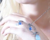 Magic and Romance- Sterling Silver Wire wrapped necklace with Blue chalcedony briolettes