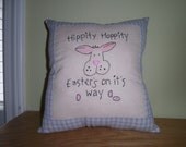 Pillow, Easter, Primitive, Hand Embroidery, Homespun
