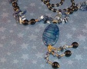 Radiant Grounding Necklace - Reiki Infused Blue Agate - Bare Essential Pendant - 3880
