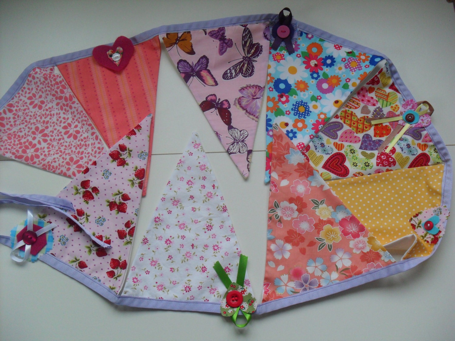 Bunting for Girls, Handmade, very pretty, wonderful in a girl's room or for birthdays/occasions