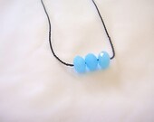 Unisex Neon Blue Necklace in Fashion Swarovski Crystal with Nylon Cord, Delicate Jewelry, Stone Necklace - camilaestrella