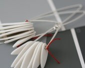 White Leaf Earrings - Porcelain and Sterling Silver