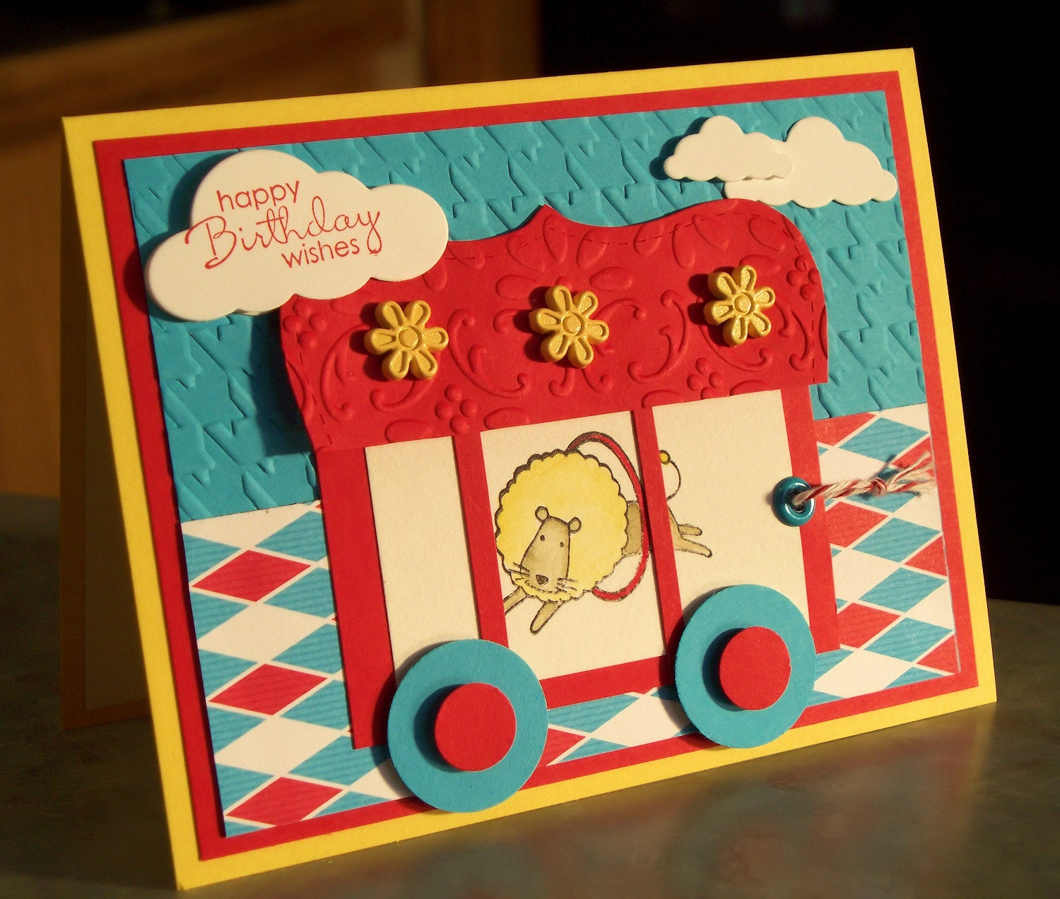 Birthday Card, Lion in a Circus Cage