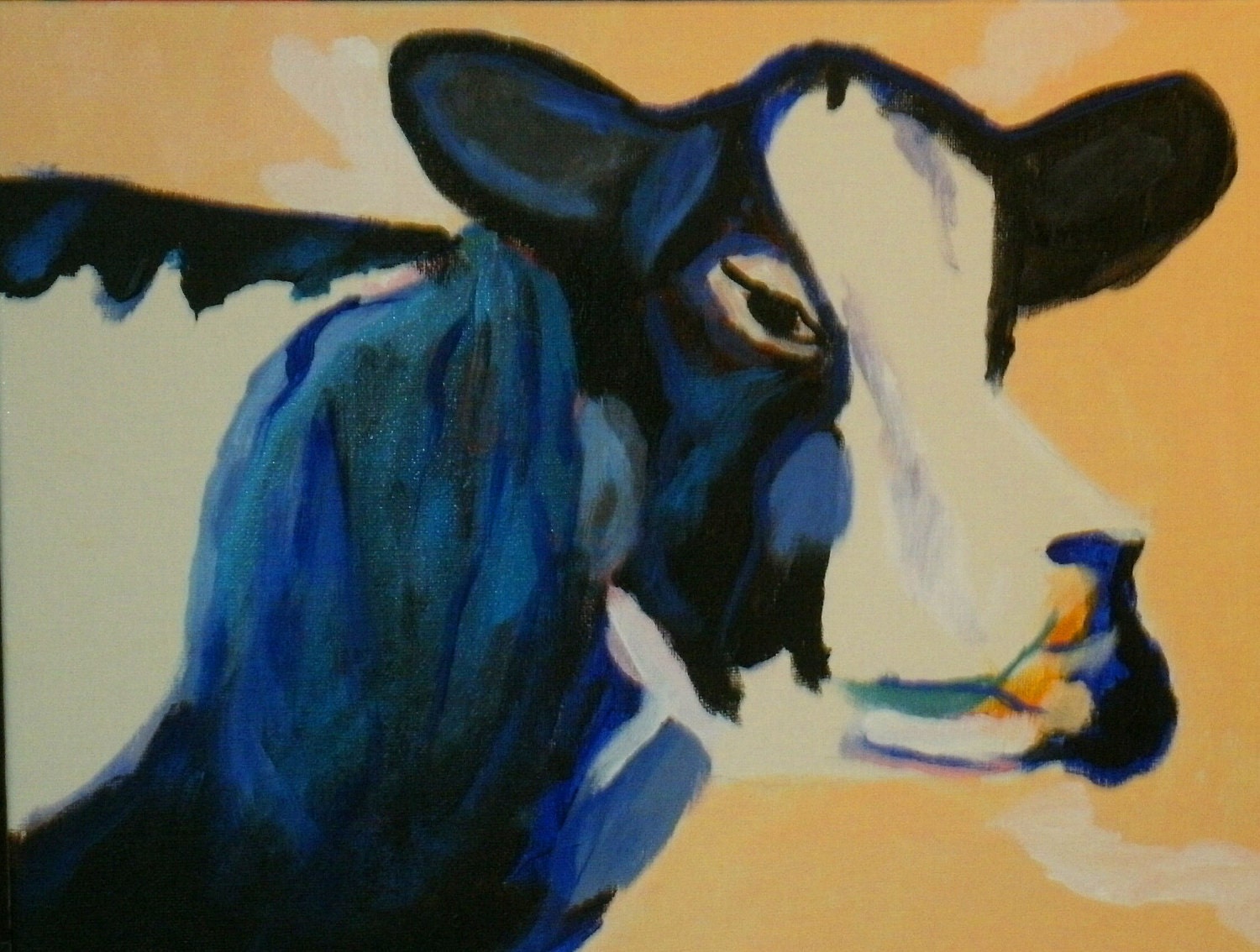 A Blue Cow 16X12 on canvas board