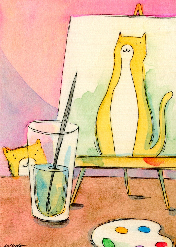 Original ACEO Painting -- Kitty model