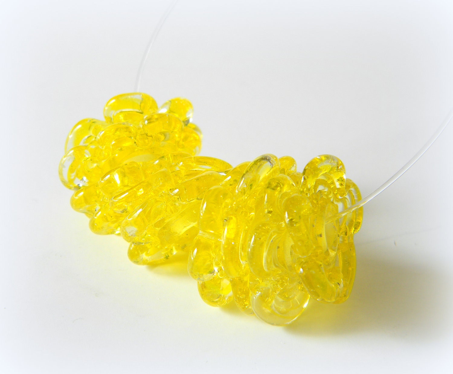 25% off Sale Tart Lemon Yellow Lampwork Beads Flower Discs