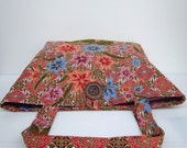 Floral Red Batik Tote Handbag Diaper bag Shopping/Beach bag