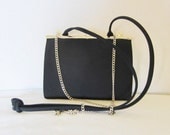 LIZ CLAIBORNE Black Fabric Evening Bag Clutch, Dual Shoulder Strap Choice Xbody