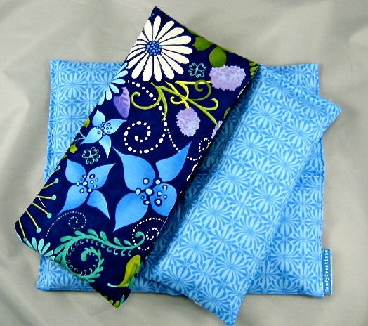 3PC Set Neck Wrap Back Pack Eye Pillow Hot Cold Therapy Organic Lavender Scented Forest Floor Blue Stream Etsy Treasury Feature